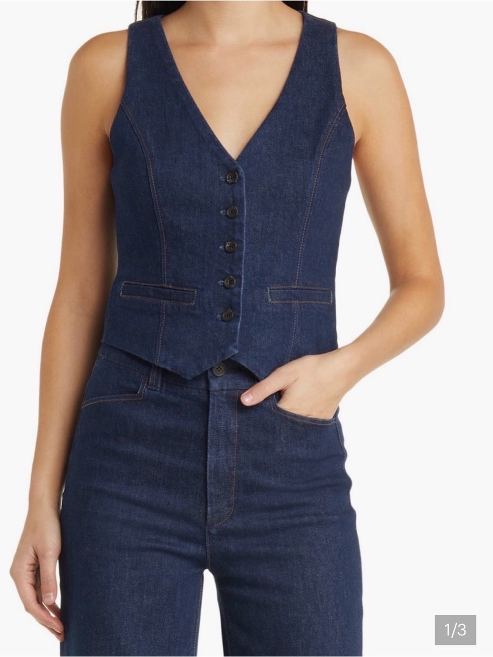 PAIGE Dark Blue Denim Vest